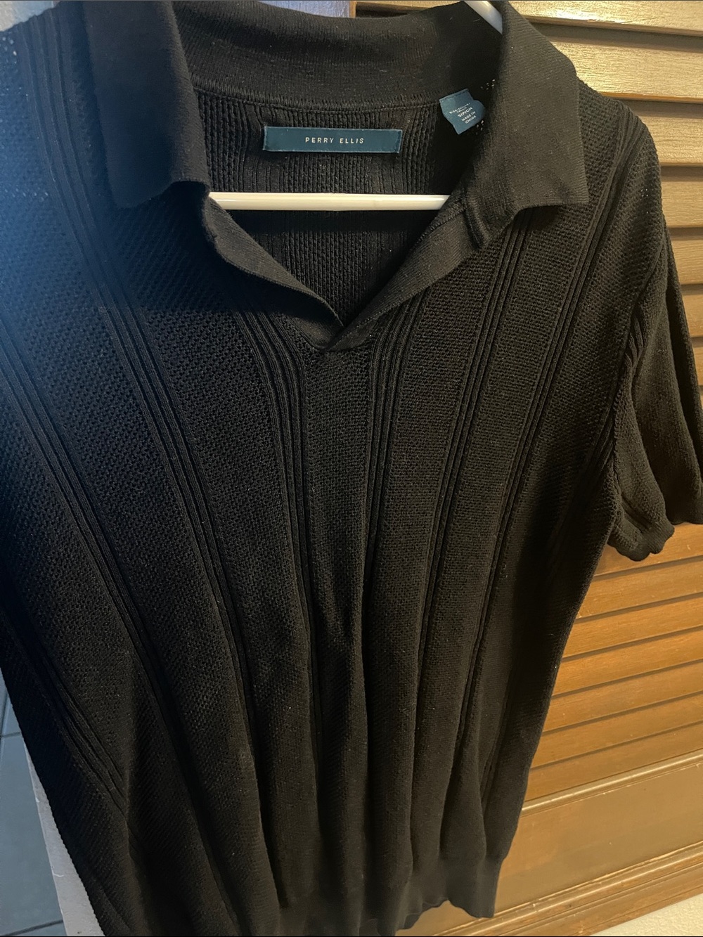 Perry Ellis Black Short Sleeve Knit Polo